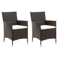 vidaXL Záhradné stoličky so sedákmi 2 ks polyratanové hnedé - cena, srovnání