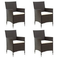 vidaXL Záhradné stoličky so sedákmi 4 ks polyratanové hnedé - cena, srovnání