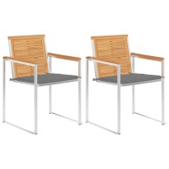 vidaXL Záhradné stoličky s podložkami 2 ks masívne teakové drevo a oceľ - cena, srovnání