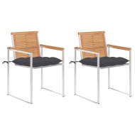 vidaXL Záhradné stoličky s podložkami 2 ks masívne tíkové drevo a oceľ - cena, srovnání