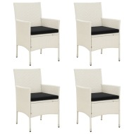 vidaXL Záhradné stoličky s podložkami 4 ks polyratanové biele - cena, srovnání