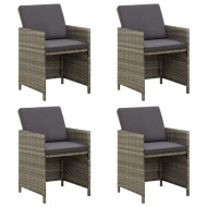 vidaXL Záhradné stoličky s podložkami 4 ks polyratan sivé - cena, srovnání