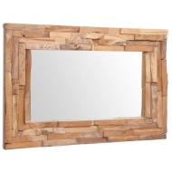 vidaXL Dekoratívne zrkadlo, teakové drevo 90x60 cm obdĺžnikové