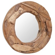 vidaXL Dekoratívne zrkadlo z teakového dreva, 60 cm okrúhle - cena, srovnání