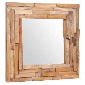 vidaXL Dekoratívne zrkadlo z teakového dreva, 60x60 cm štvorcové