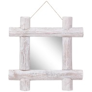 vidaXL Guľatinové zrkadlo biele 50x50 cm masívne recyklované drevo - cena, srovnání