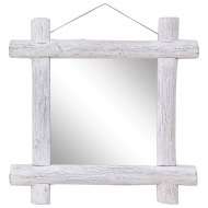 vidaXL Guľatinové zrkadlo biele 70x70 cm masívne recyklované drevo - cena, srovnání