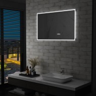 vidaXL Kúpeľňové LED zrkadlo s dotykovým snímačom a časovým displejom 100x60 cm - cena, srovnání