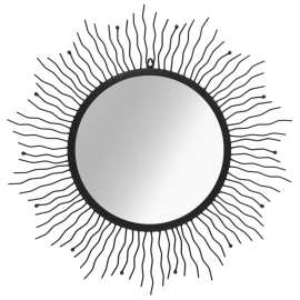 vidaXL Nástenné zrkadlo slnečné lúče čierne 80 cm