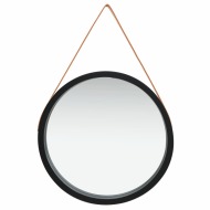 vidaXL Nástenné zrkadlo s popruhom čierne 60 cm - cena, srovnání