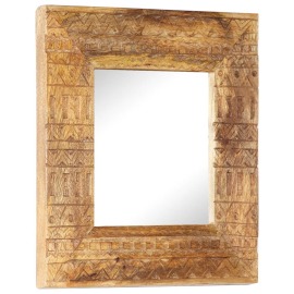 vidaXL Ručne vyrezávané zrkadlo 50x50x11 cm masívne mangovníkové drevo