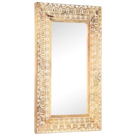 vidaXL Ručne vyrezávané zrkadlo 80x50x2,6cm masívne mangovníkové drevo