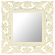 vidaXL Ručne vyrezávané zrkadlo biele 50x50 cm masívne mangovníkové drevo - cena, srovnání
