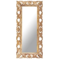 vidaXL Ručne vyrezávané zrkadlo hnedé 110x50 cm masívne mangovníkové drevo - cena, srovnání