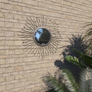 vidaXL Záhradné nástenné zrkadlo dizajn slnečných lúčov 60 cm čierne - cena, srovnání
