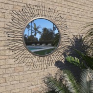 vidaXL Záhradné nástenné zrkadlo dizajn slnečných lúčov 80 cm čierne - cena, srovnání