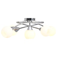 vidaXL Stropná lampa+keramické tienidlá na 5 žiaroviek E14, biela guľa - cena, srovnání