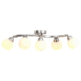 vidaXL Stropná lampa s keramickými tienidlami na 5 žiaroviek E14 biela guľa