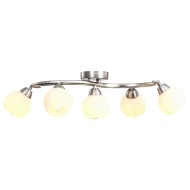 vidaXL Stropná lampa s keramickými tienidlami na 5 žiaroviek E14 biela guľa - cena, srovnání