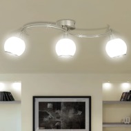 vidaXL Stropná lampa so sklenenými tienidlami na zvlnenej koľajnici na 3 žiarovky E14 - cena, srovnání