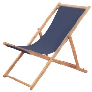 vidaXL Skladacie plážové kreslo, látka a drevený rám, modré - cena, srovnání