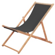 vidaXL Skladacie plážové kreslo, látka a drevený rám, sivé - cena, srovnání