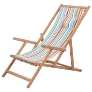 vidaXL Skladacie plážové kreslo, látka a drevený rám, viacfarebné - cena, srovnání