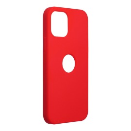 ForCell Pouzdro Soft-Touch SILICONE APPLE iPhone 12 Mini - červené výřez na logo