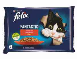 Felix Fantastic Lahodný výber v želé, kura a hovädzie 4x85g