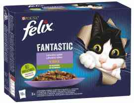 Felix Fantastic Lahodný výber v želé so zeleninou, hovädzie, kura a losos 12x85g