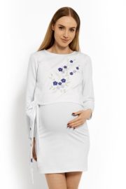 Be Maa Maa Elegantné tehotenské šaty, tunika s výšivkou a stuhou