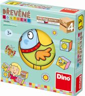 Dino Drevené obrázkové kocky pre najmenšie deti 4 ks - cena, srovnání