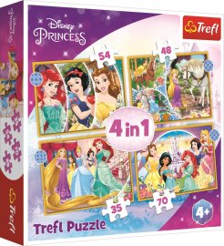 Trefl Puzzle 4v1 - Šťastný deň / Disney Princezné