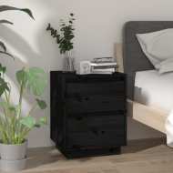 vidaXL Nočný stolík čierny 40x35x50 cm masívne borovicové drevo - cena, srovnání