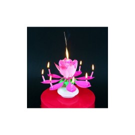 DR 985138 Hrajúca narodeninová sviečka - Lotosový kvet Ružová