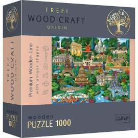 Trefl Drevené puzzle 1000 - Francúzsko - slávne miesta