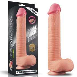 Lovetoy Dual Layered Platinum Silicone Cock with Balls 12"