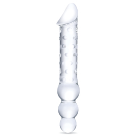 Gläs Double Ended Glass Dildo with Anal Beads