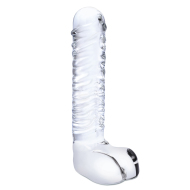 Gläs Realistic Ribbed Glass G-Spot Dildo with Balls - cena, srovnání