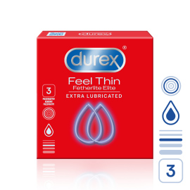 Durex Feel Thin Fetherlite Elite Extra Lubricated 3ks