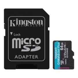 Kingston MicroSDXC Canvas Go! Plus + SD adaptér A2 U3 64GB