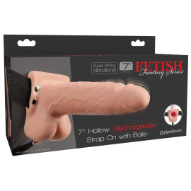Fetish Fantasy 7" Hollow Rechargeable Strap-On with Balls