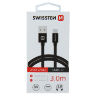 Swissten Dátový kábel Textile USB / USB-C 3,0m - cena, srovnání