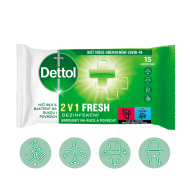 Dettol 2in1 Anti-Bacterial Wipes 15ks - cena, srovnání