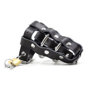 Ohmama Fetish Lockable Leather Penis Cage Metallic Rings - cena, srovnání