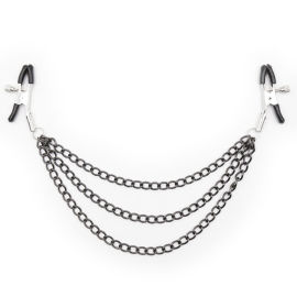 Ohmama Fetish Black Nipple Clamps with Multi Chains