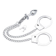 Ohmama Fetish Hand Cuffs With Chain and Anal Plug - cena, srovnání