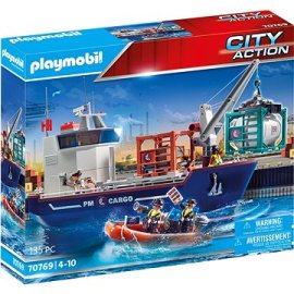 Playmobil 70769 Veľká kontajnerová loď s colným člnom