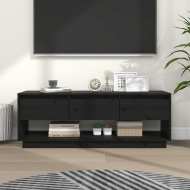 vidaXL TV skrinka čierna 110,5x34x40 cm masívna borovica - cena, srovnání