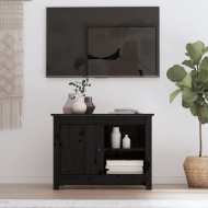 vidaXL TV skrinka čierna 70x36,5x52 cm masívna borovica - cena, srovnání
